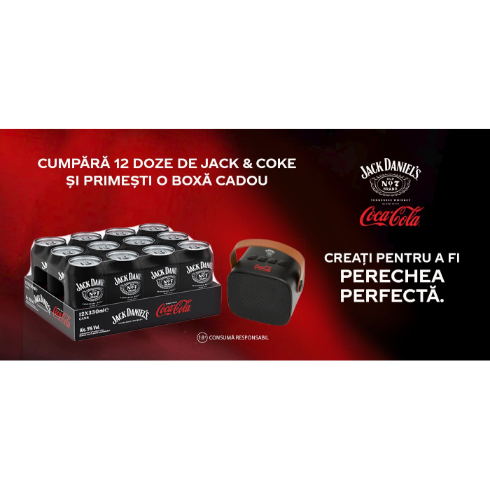 JACK DANIEL'S & COCA-COLA READY TO DRINK 12 X 0.33L + BOXA -  | Pravalia cu licori.